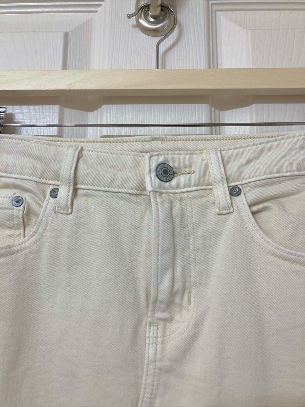 American Eagle Off White Front Slit Low Rise Denim Maxi Skirt 4 Western Cowgirl - Picture 5 of 8